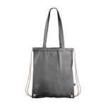 Sac ficelle et à dos 2-en-1 en coton Fairtrade 140g/m² couleur noir troisième vue