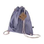 Sac ficelle et à dos 2-en-1 en coton Fairtrade 140g/m² couleur bleu vue détail 4