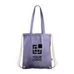Sac ficelle et à dos 2-en-1 en coton Fairtrade 140g/m² couleur bleu avec zone d'impression