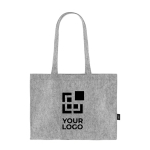 Sac en feutre certifié RPET à anses longues 180g/m² couleur gris avec zone d'impression