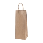 Sac en papier kraft pour bouteille de vin à anses torsadées 120g/m² couleur beige première vue