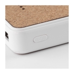 Batterie externe et chargeur sans fil recyclé avec détails en liège 5W couleur blanc vue détaillée