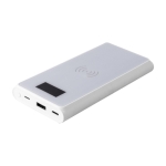 Batterie externe en plastique recyclé 10 000 mAh à charge sans fil 5W couleur blanc deuxième vue