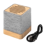 Enceinte sans fil en polyester recyclé et bambou avec USB inclus 3W couleur gris troisième vue