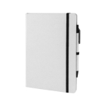 Carnet A5 en briques de lait recyclées avec stylo et pages unies couleur blanc première vue
