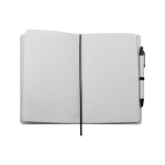 Carnet A5 en briques de lait recyclées avec stylo et pages unies couleur blanc troisième vue