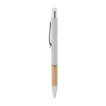 Stylo en aluminium recyclé avec stylet, mine bleue couleur blanc première vue