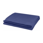 Plaid en polyester à bordure brodée assortie 150g/m² couleur bleu troisième vue