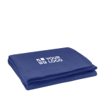 Plaid en polyester à bordure brodée assortie 150g/m² couleur bleu avec zone d'impression
