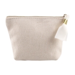 Porte-monnaie en coton recyclé avec tirette à détail doré 280g/m² couleur blanc première vue