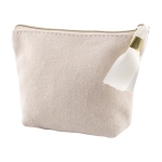 Porte-monnaie en coton recyclé avec tirette à détail doré 280g/m² couleur blanc deuxième vue