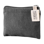 Porte-monnaie en coton recyclé GRS avec tirette en tissu 140g/m² couleur noir troisième vue