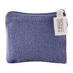 Porte-monnaie en coton recyclé GRS avec tirette en tissu 140g/m² couleur bleu deuxième vue