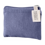 Porte-monnaie en coton recyclé GRS avec tirette en tissu 140g/m² couleur bleu troisième vue