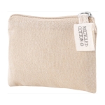 Porte-monnaie en coton recyclé GRS avec tirette en tissu 140g/m² couleur naturel quatrième vue
