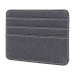 Porte-cartes en cuir recyclé avec trois compartiments pour cartes couleur noir troisième vue