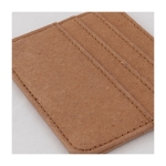 Porte-cartes en cuir recyclé avec trois compartiments pour cartes couleur marron clair première vue