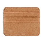 Porte-cartes en cuir recyclé avec trois compartiments pour cartes couleur marron clair deuxième vue