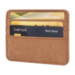 Porte-cartes en cuir recyclé avec trois compartiments pour cartes couleur marron clair troisième vue