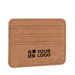 Porte-cartes en cuir recyclé avec trois compartiments pour cartes couleur marron clair avec zone d'impression