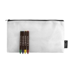 Trousse en non-tissé recyclé avec crayons de couleur 80g/m² couleur blanc première vue