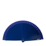 Éventail en bois laqué et polyester de différents coloris 23cm couleur bleu avec zone d'impression