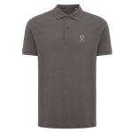 Polo publicitaire en coton recyclé 220 g/m² Iqoniq Yosemite couleur argenté mat vue avec logo