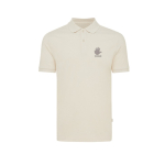 polo publicitaire en coton recyclé 220 g/m2 Iqoniq Yosemite couleur champagne vue avec logo