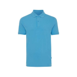 polo publicitaire en coton recyclé 220 g/m2 Iqoniq Yosemite couleur cyan