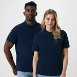 polo publicitaire en coton recyclé 220 g/m2 Iqoniq Yosemite couleur bleu marine troisième vue