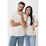 Polo publicitaire en coton recyclé 220 g/m² Iqoniq Yosemite couleur rose clair  vue avec modèle