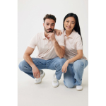 Polo publicitaire en coton recyclé 220 g/m² Iqoniq Yosemite couleur rose clair  deuxième vue avec modèle