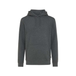 sweat à capuche personnalisé en coton biologique 340g/m2 Iqoniq Torres couleur gris chiné