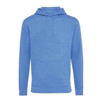 sweat à capuche personnalisé en coton biologique 340g/m2 Iqoniq Torres couleur bleu chiné