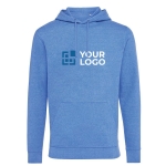 sweat à capuche personnalisé en coton biologique 340g/m2 Iqoniq Torres couleur bleu chiné dixième vue
