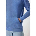 sweat à capuche personnalisé en coton biologique 340g/m2 Iqoniq Torres couleur bleu chiné troisième vue