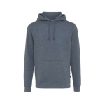 sweat à capuche personnalisé en coton biologique 340g/m2 Iqoniq Torres couleur bleu foncé chiné
