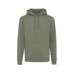 sweat à capuche personnalisé en coton biologique 340g/m2 Iqoniq Torres couleur vert chiné