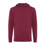 Sweat à capuche personnalisé en coton organique slim fit 340g/m2 Iqoniq couleur bordeaux