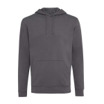 Sweat à capuche personnalisé en coton organique slim fit 340g/m2 Iqoniq couleur gris foncé