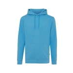 Sweat à capuche personnalisé en coton organique slim fit 340g/m2 Iqoniq couleur cyan
