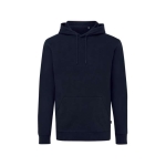 Sweat à capuche personnalisé en coton organique slim fit 340g/m2 Iqoniq couleur bleu marine