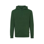 Sweat à capuche personnalisé en coton organique slim fit 340g/m2 Iqoniq couleur vert foncé