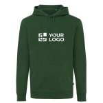 Sweat à capuche personnalisé en coton organique slim fit 340g/m2 Iqoniq couleur vert foncé troisième vue