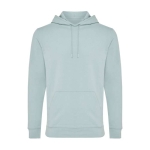 Sweat à capuche personnalisé en coton organique slim fit 340g/m2 Iqoniq couleur vert pastel vue 12