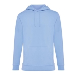 Sweat à capuche personnalisé en coton organique slim fit 340g/m2 Iqoniq couleur bleu pastel
