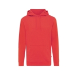 Sweat à capuche personnalisé en coton organique slim fit 340g/m2 Iqoniq couleur rouge désaturé