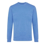 Pull personnalisé à col rond en coton écologique 340g/m2 Iqoniq Denali couleur bleu chiné