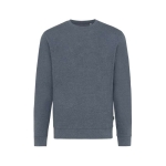 Pull personnalisé à col rond en coton écologique 340g/m2 Iqoniq Denali couleur bleu foncé chiné