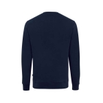 Sweats personnalisés col rond en coton recyclé casual fit 340 g/m2 Iqoniq couleur bleu marine troisième vue